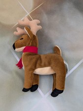 The 24K Company Beanie Bobbers 1997 Plush  Bean Small Reindeer W/ Red Scarf