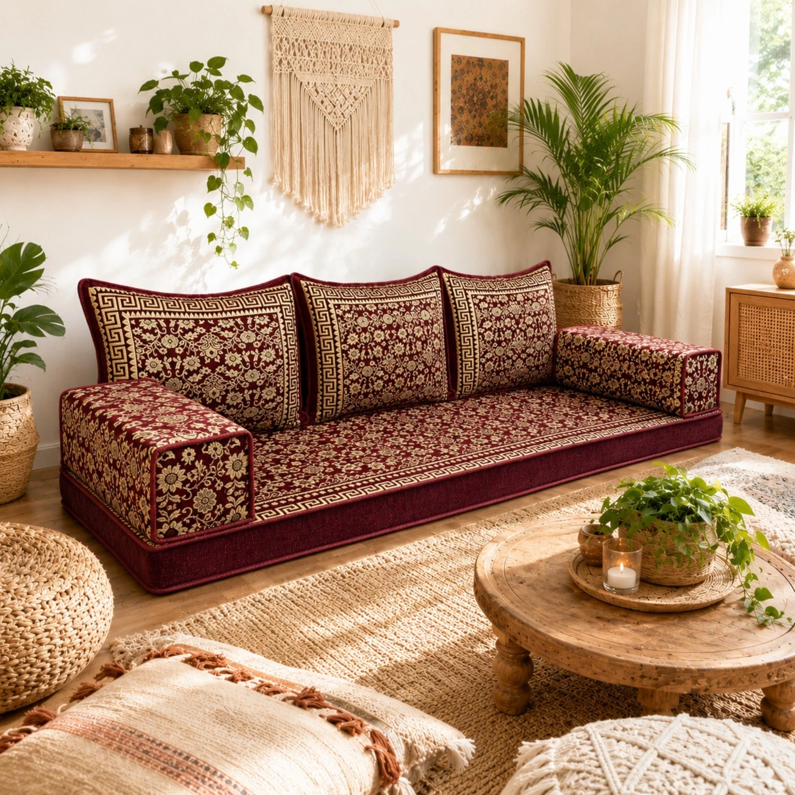 Arabic Majlis Floor Sofa Set, Boneless Sofa Set, Bohemian Foor Seating Set
Opens in a new window or