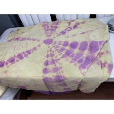Lot of 3 Genuine Tie Dye Leather Pieces Purple Yellow 0.7mm Craft Upholstery