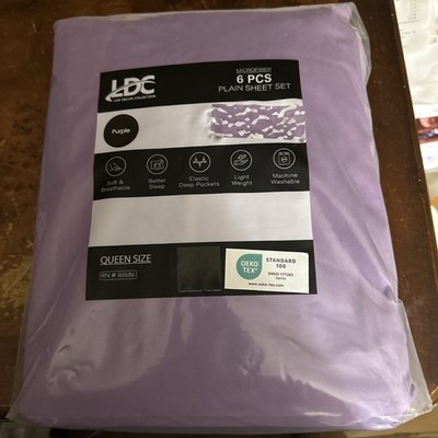 LDC LUX DECOR COLLECTION Purple Microfiber 6 Pc Queen Sheet Set Deep Pocket Soft