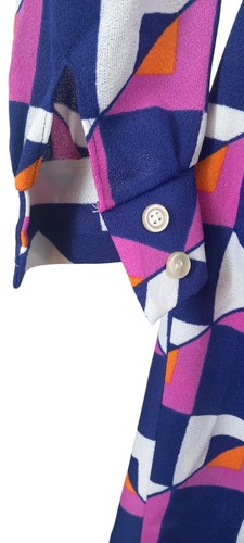 Abito vintage anni 60 fatto a mano geometrico skater mod GoGo lunghezza ginocchio con cintura - UK 12 - Foto 7 di 7