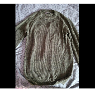 Primark Pullover M olivgrün Feinstrick Langarm Rundhalsausschnitt Unisex