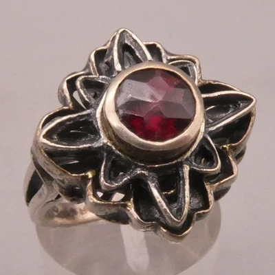 Ring Silber 835 wunderschöner ausgefallener alter verzierter Trachtenring Granat - Bild 1 von 4