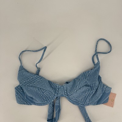Skatie bikini top medium M blue strappy beach summer swim sexy printed