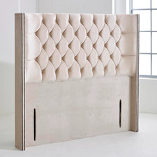 Luxury Floor Standing Winged 48" Headboard Plush Velvet Upholstered Double King