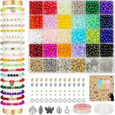 Sistenia 6mm Glass Beads Bracelet Making Kit 1400pcs, 24 Colors 6MM, color