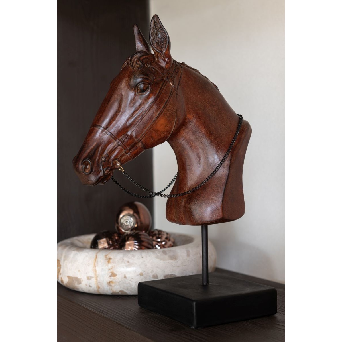Buste de tête de cheval Ronny marron de 35cm, idée cadeau cavalier - 4