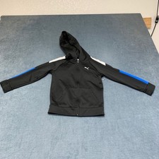 Puma Hoodie Boys 5 Black Fleece Lined Full Zip Casual Pockets Cozy Winter Wear