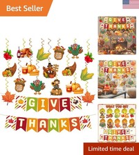 Elegant 42-Piece Thanksgiving Indoor Decorations - Banners, Swirls  Cutouts