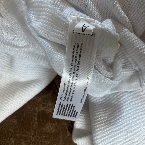 NEW Eileen Fisher Cardigan Womens Medium Ivory Linen Hoodie Wrap Front Sweater - 第 6/9 張圖片