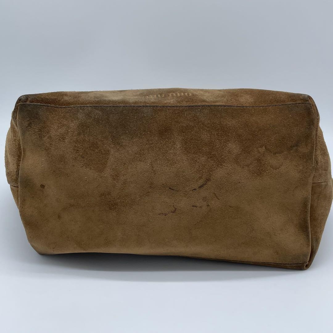 Miu Miu Archive Handbag Tote Bag Suede Leather Brown Turn
