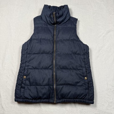 Old Navy Vest Womens Small Blue Quilted Fleece Lined Full Zip Pockets Puffer