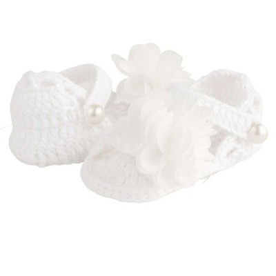 NWT Baby Deer Crocheted White Open Toe Sandals Booties Crib Shoes Girls Newborn