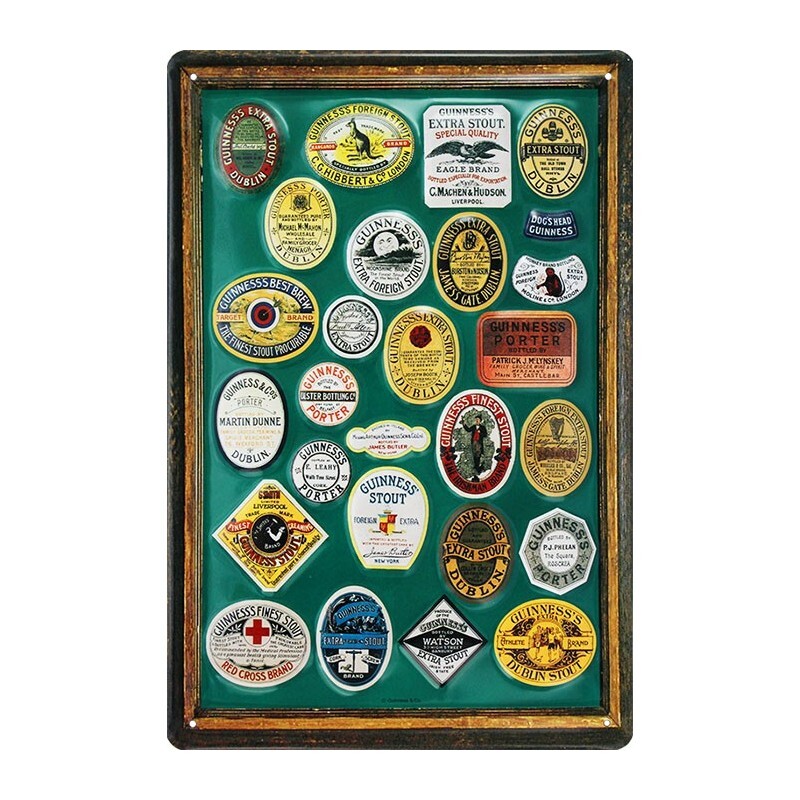 Plaque métal GUINNESS ETIQUETTES 3 plaque vintage relief décoration murale