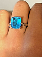 Hot Blue Colored Shiny Bright Spinel Sterling Ring Size 6.75 Four Prong "J. Glo"