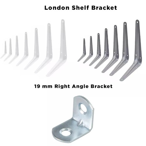 Soportes de soporte de estante de metal London gris blanco 75 mm / 3" a 350 mm / 14" - Imagen 5 de 30