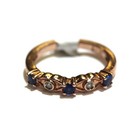 925 rose plated .02ct diamond blue sapphire gemstone band ring 2.7g 5.75 — photo 1