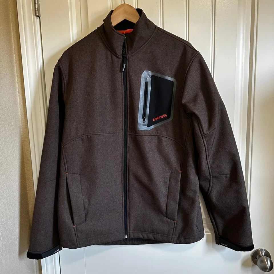 Solaris Softshell Jacket Full Zip Lightweight Brown Outdoor Coat Mens M - Image 2 of 4