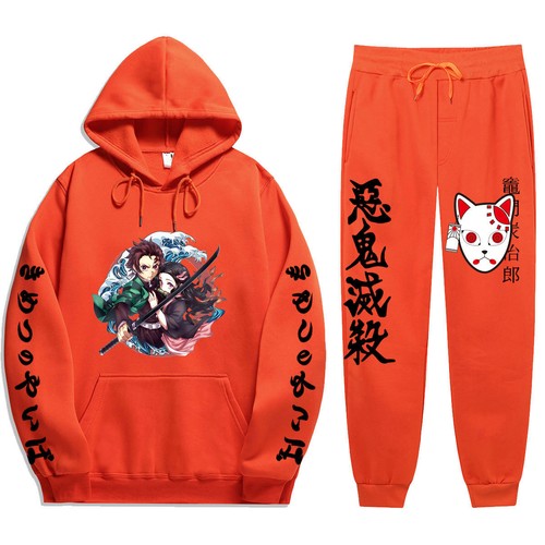Demon Slayer Kamado Tanjirou Hoodies Hip Hop Pullover Tracksuits Pants Trousers - Picture 6 of 43