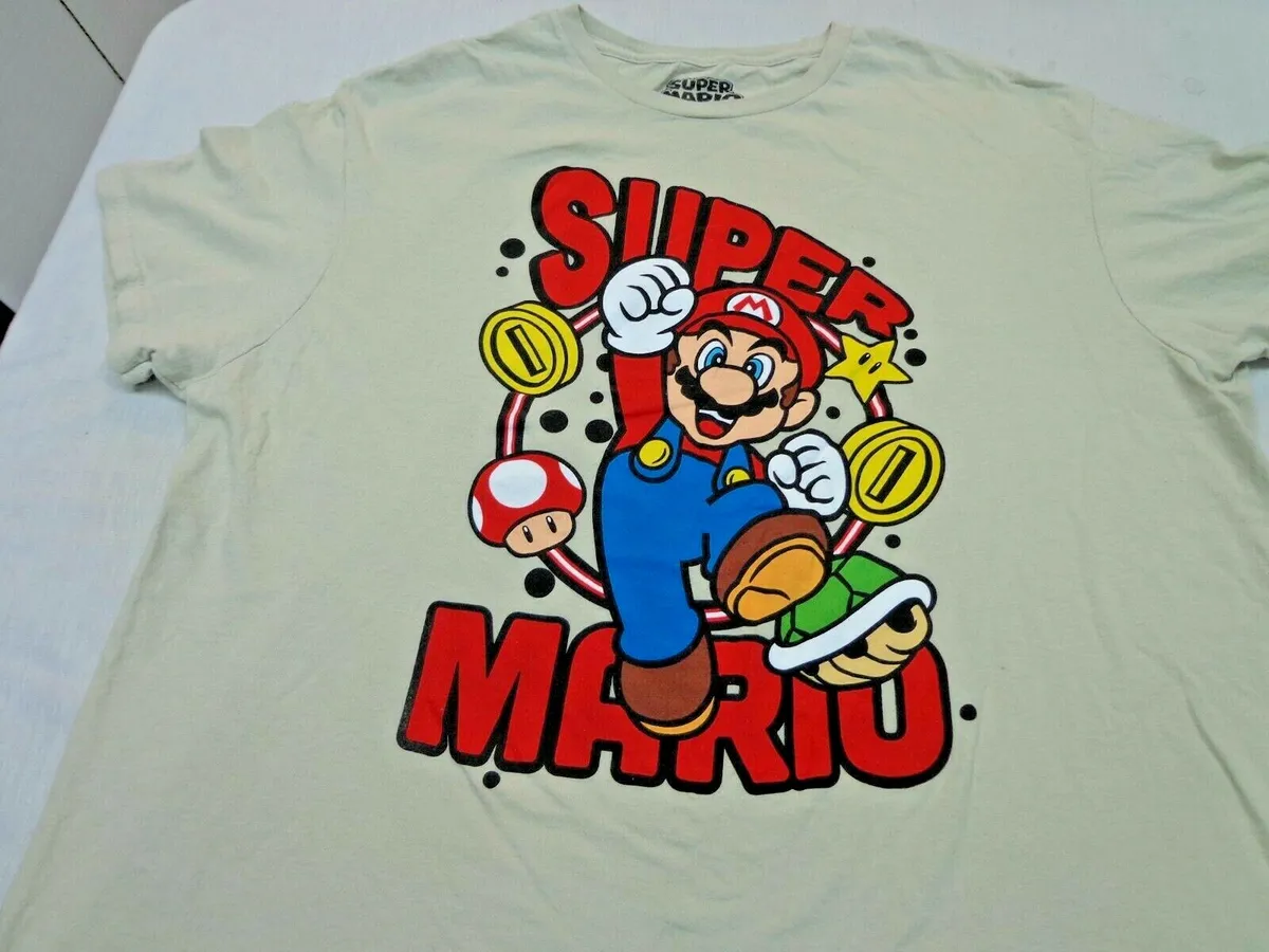 Nintendo Super Mario Video Game T-Shirt Tan Size XL