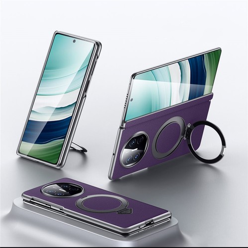 Magnetic Genuine Cowhide Leather Case For Huawei Mate X3 X5 X6 Hinge Back Cover - Zdjęcie 20 z 28