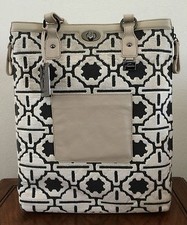 Petunia Pickle Bottom Handbag Fresco Troubadour Tote Beige Purse Velvet Leather 