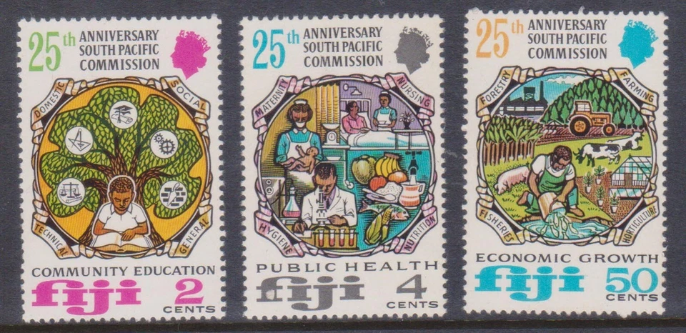 (F263-173) 1972 Fiji set of 3stamps south pacific commission (FW) - Imagen 1 de 1