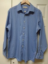 MICHAEL KORS Button Up Dress Shirt Size XL 17 34/35 Regular Fit Blue, White