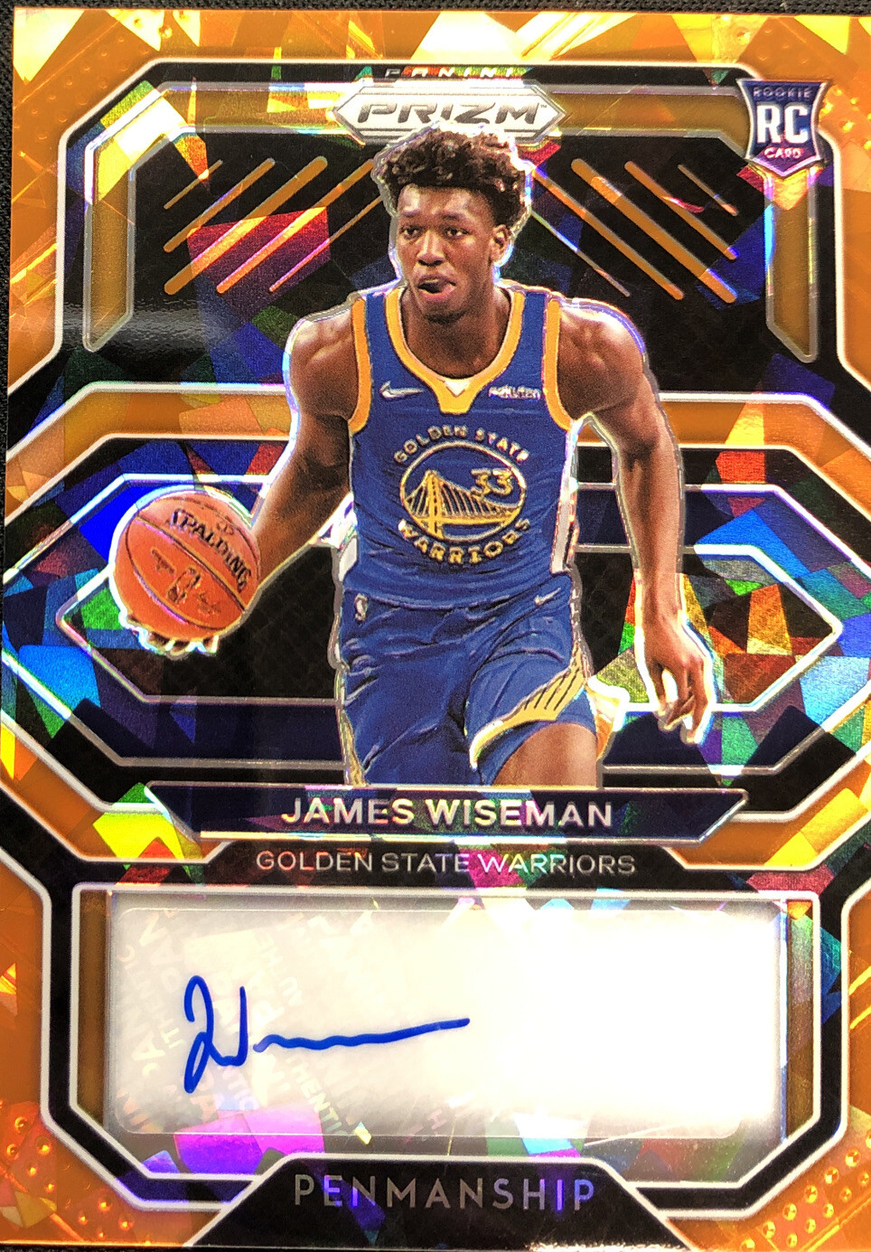 2020-21 Panini Prizm Orange Ice Auto RC Penmanship James Wiseman - ENN Cards