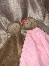 Just One Carters Monkey Security Blankets Lot Rattles Twins 