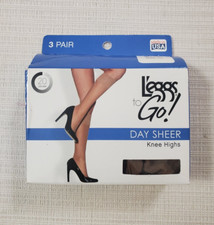Leggs Hosiery One Size Knee Highs Suntan Day Sheer Leg  Toe - 3 Pairs