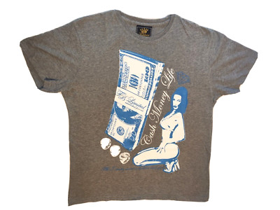 Camiseta Fishbone New Yorker Nike Dinero Money Gris y Azul Talla L Vintage FSBN