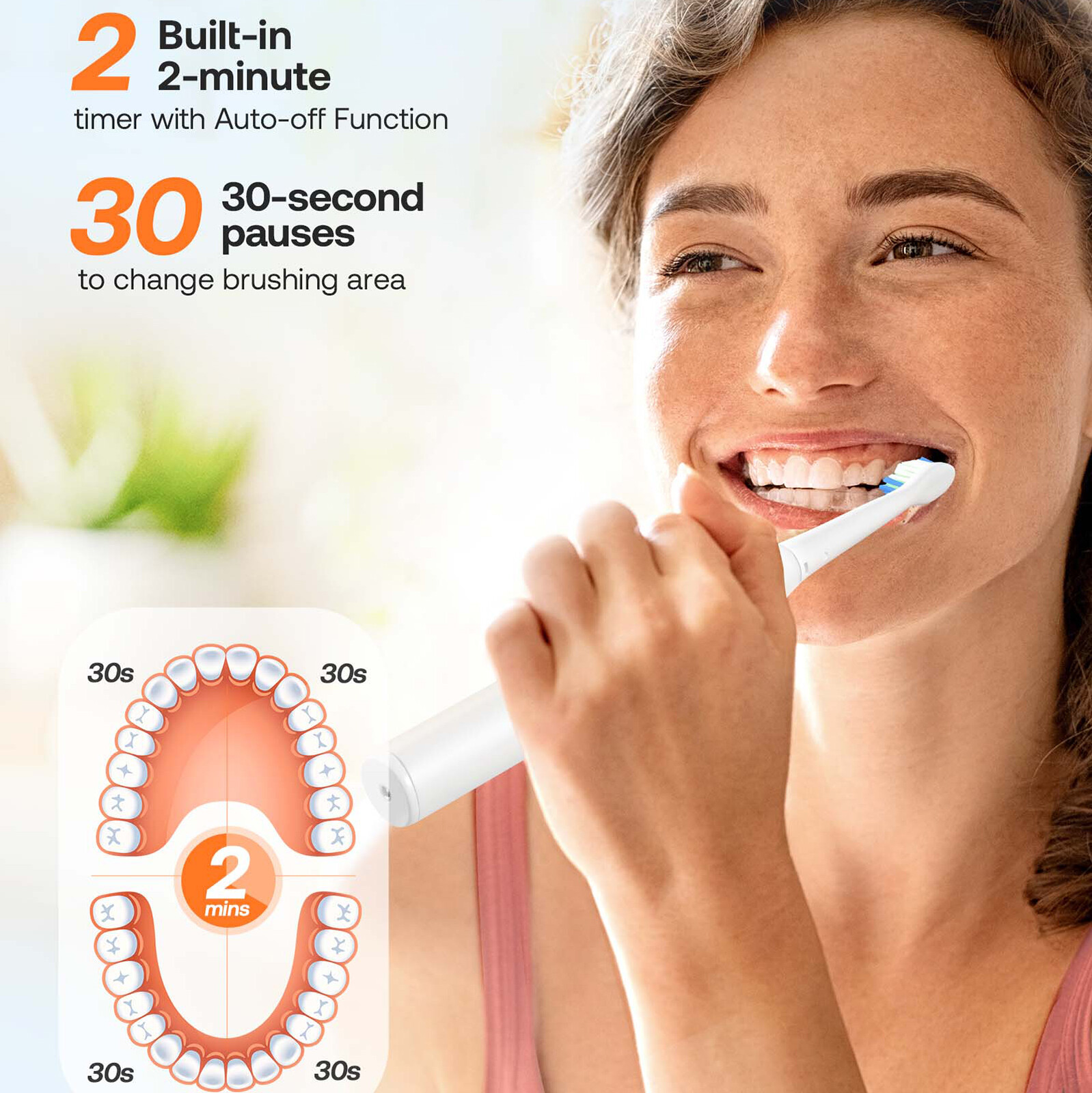 Ultrasonic Electric Toothbrush 5 Modes 8 Brush Heads Rechargeable