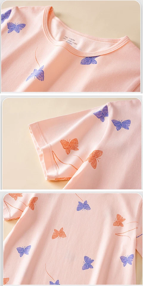 Vestido de noite feminino princesa verão pijama manga curta algodão infantil roupa de dormir - Imagem 2 de 4