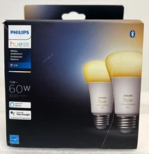 Philips Hue White Ambiance A19 E26 LED Smart Bulb 800 Lumen 60W 2 Pack