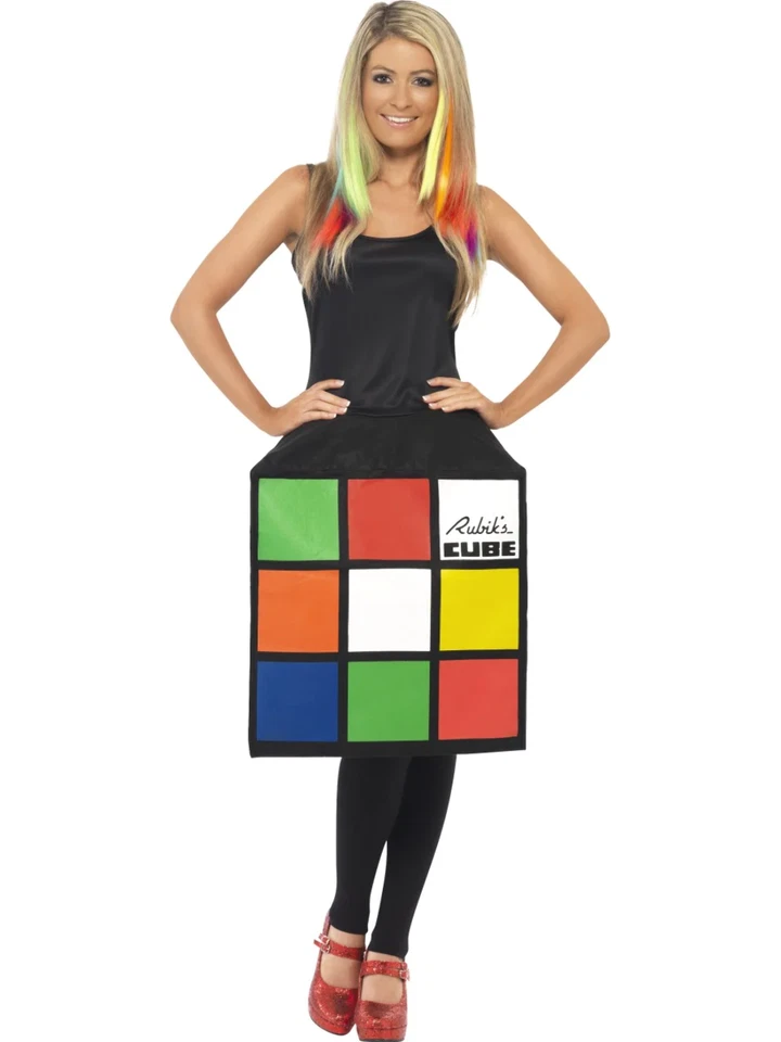 Disfraz Cubo de Rubik Años 80 Adulto Vestido Elegante Conjunto Años 80 Hombres Damas Trajes Nuevo Foto 2 de 4