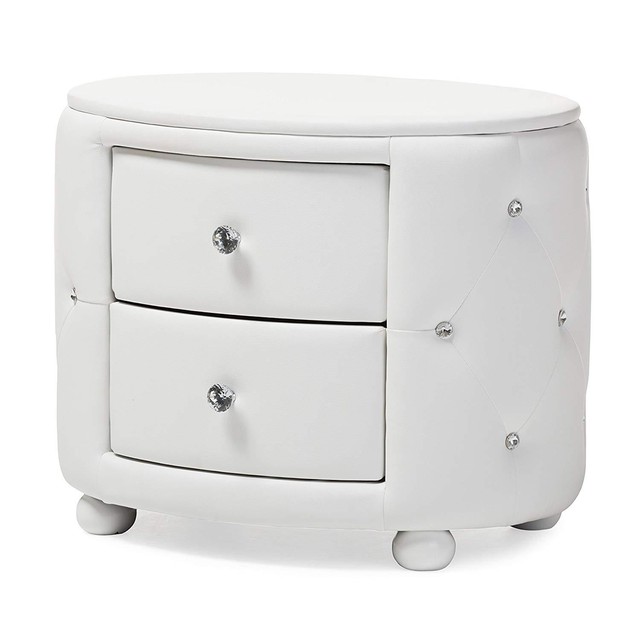 Davina Hollywood Glamour Style Oval 2 Drawer Nightstand White For Sale Online Ebay