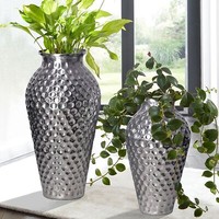 Vase 2Er Set Finebuy Blumenvase Silber Aluminium Amphore Tischvase Rund Dekovase