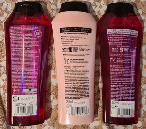 3x Schwarzkopf Gliss Kur Shampoo Anti Spliss Verführerisch Lang Spliss Spitzen - Bild 2 von 2
