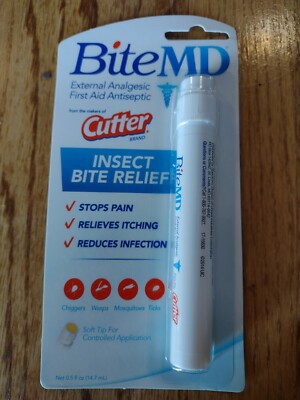 Cutter INSECT BITE RELIEF BiteMD stops pain & itching Soft Tip Applicator NEW!