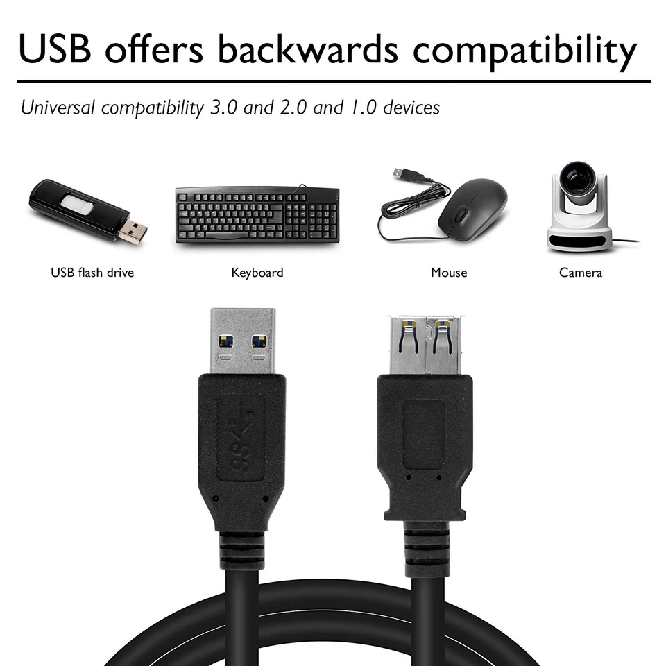 6Ft. (6 Feet) USB 3.0 SuperSpeed Male A to Female A Extension Cable USB3-6MF-G - Image 2 of 4