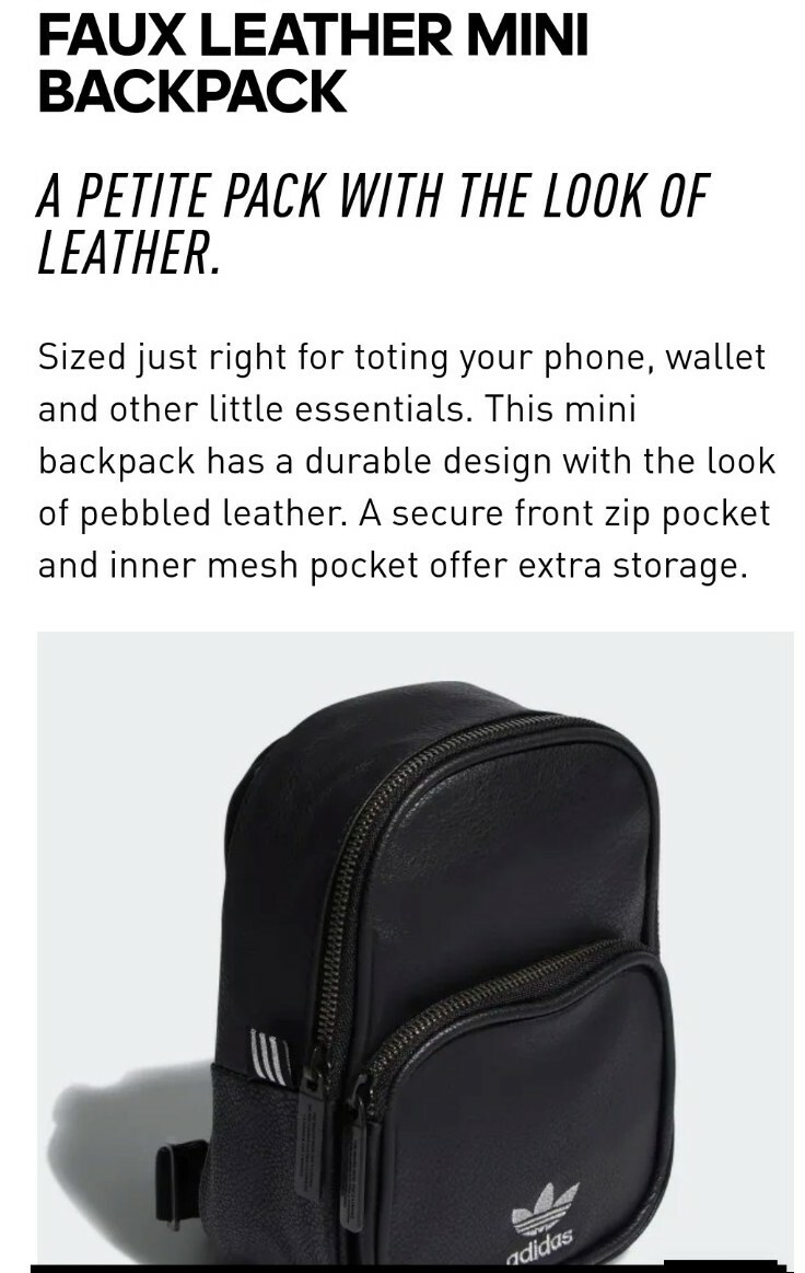 adidas faux leather mini backpack