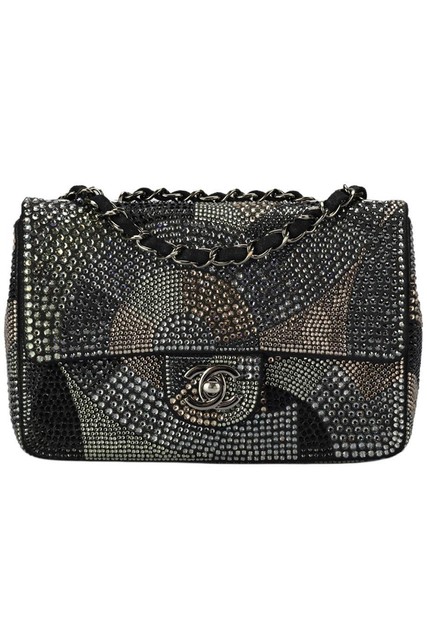 CHANEL 2015 CLASSIC MINI RECTANGLE FLAP STRASS EMBELLISHED SHOULDER BAG CHANEL 2015 CLASSIC MINI RECTANGLE FLAP STRASS EMBELLISHED SHOULDER BAG