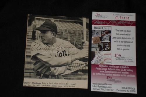 CHARLEY CHUCK WORKMAN SIGNED AUTOGRAPHED NEWSPAPER SMALL PHOTO JSA CERT (d.1953) - 第 1/1 張圖片