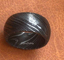 NEW 11mm Handmade Full Damascus Steel WIDE BAND Men's Engagement Wedding Band