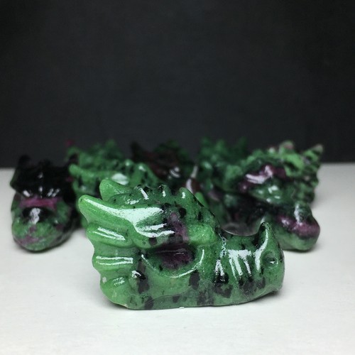 1PCNatural Crystal .RUBY ZOISITE.Hand-carved. Exquisite Dragon Skull. stochastic - Picture 8 of 12