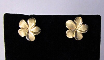 VINTAGE HOLLYWOOD [14K Gold] Mini Flower earrings ピアス Vintage 14K Flower Earrings Yellow Gold Stud Pierced Hawaii