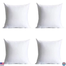 Set of 4 Hypoallergenic 18x18 Pillow Inserts Down Alternative Cushion Fillers