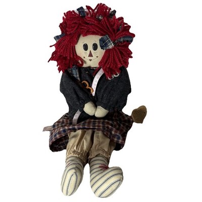 1997 Heartfelt Collectibles Emma Rag Doll Sewing Basket Primitive 26  Plaid VTG
