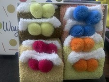 4 Pack Women Fuzzy Fluffy 3D Pom Pom Plush Socks Gift Box New OS